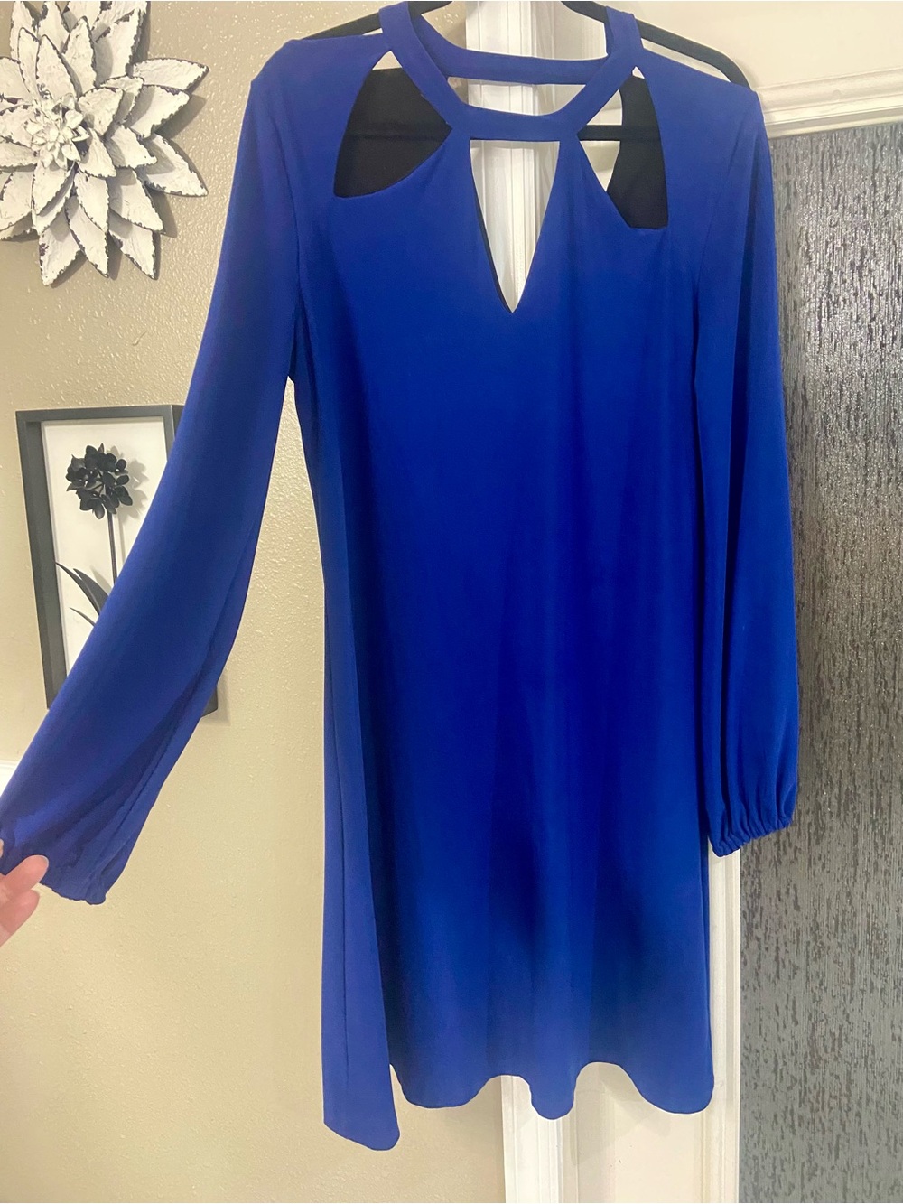 Norma Kamali Cobalt Blue Long-Sleeve Cutout Dress